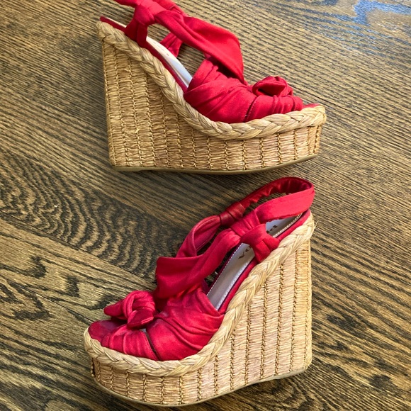 Prada red espadrille platform sandals size 36 1/2 - Picture 2 of 8